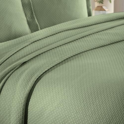 Superior Oversized Bedspread Set Diamond Solitaire Design Twin Sage
