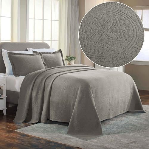 Superior 2 Piece Celtic Circles Cotton Bedspread Set - Twin Charcoal 1