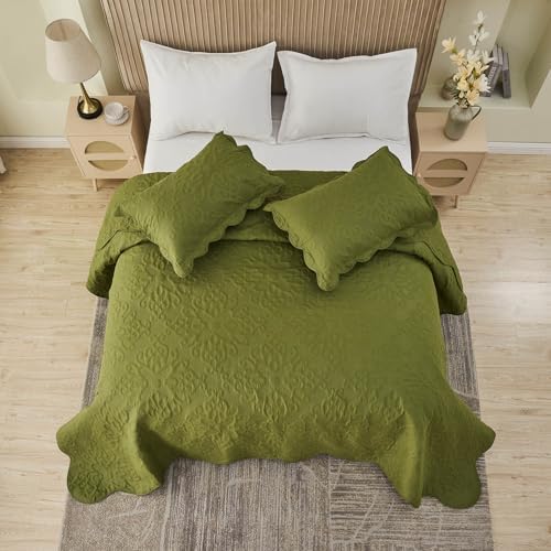 Kingnex Olive Green Oversized King Bedspread Set