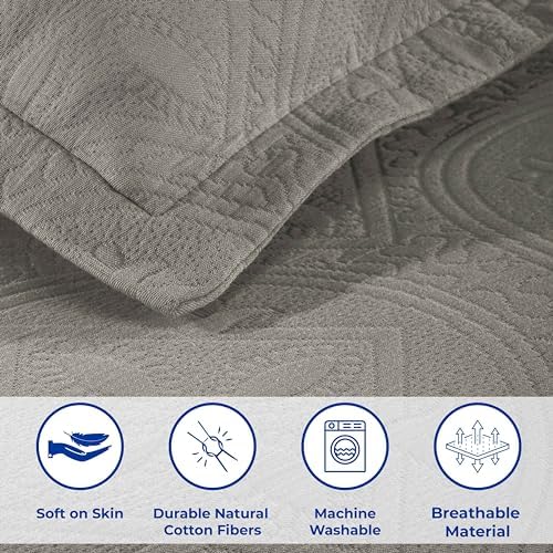 Superior 2 Piece Celtic Circles Cotton Bedspread Set - Twin Charcoal 1