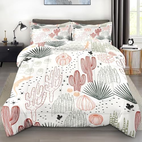 Pamnest Comforter Set Full Size - Cactus Flower Floral Design