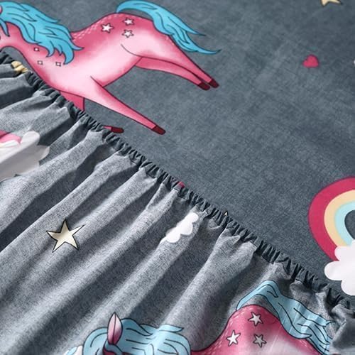 SDIII 4PCS Unicorn Queen Sheet Set - Gray Microfiber