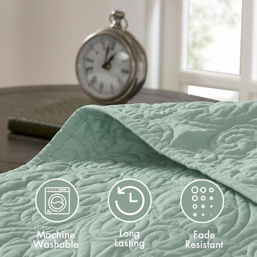 Madison Park Quebec Reversible Quilt Set Damask Design Queen 3 Piece
