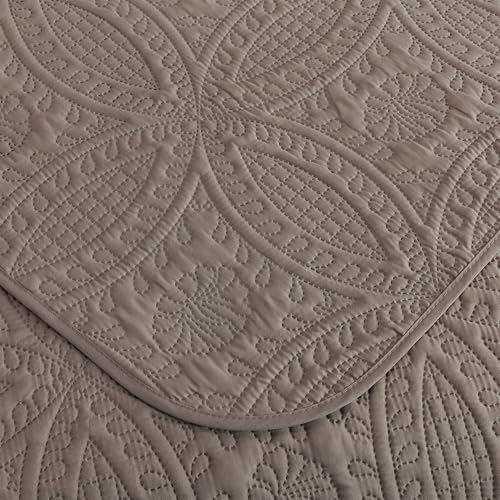 Chezmoi Austin 3-Piece Bedspread Set Queen Taupe