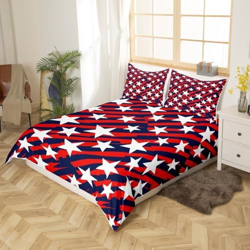 American Flag Duvet Cover Set Queen 4th of July Bedding