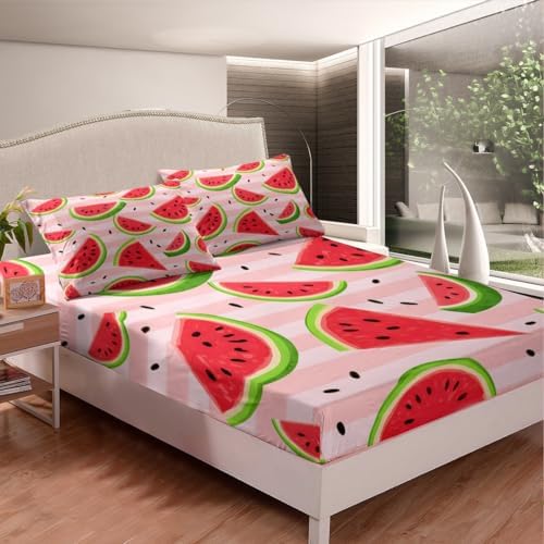 Feelyou Watermelon Sheet Set 4Pcs King Size Kids Bedding