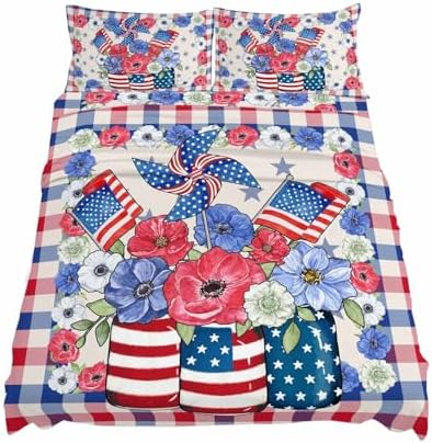 Boanket 4th of July King Sheet Set 4 Piece Microfiber