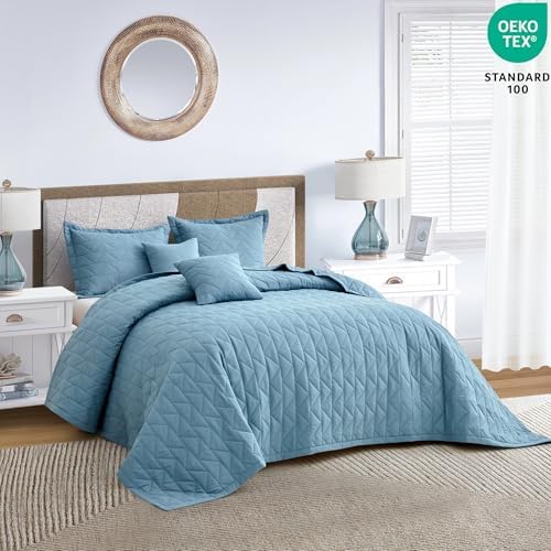 Blythease Oversized King Bedspread Set Ashley Blue 1