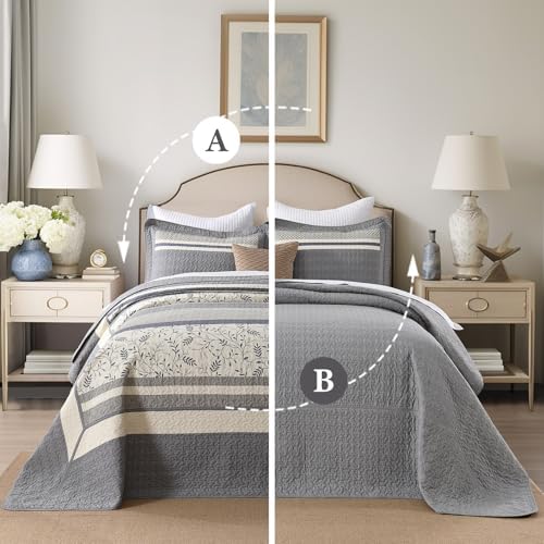 PANGUSHAN 128x120 Cotton Bedspread Set Gray
