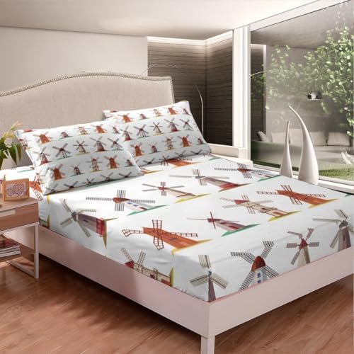 Erosebridal Wooden Windmill Bed Sheet Set Twin
