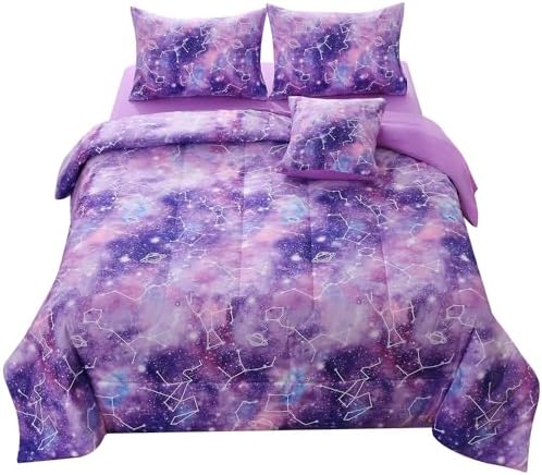 JQinHome Galaxy Gradient Comforter Set for Girls
