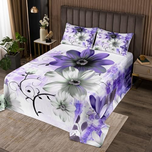 Erosebridal Chic Floral Coverlet Twin Set Purple Gradient
