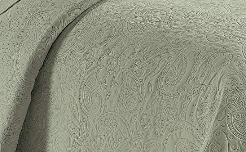 Linen Plus Embossed Coverlet Bedspread Set 3pc Light Green