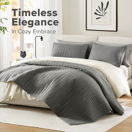 Comfort Spaces Charcoal King Quilt Set 3 Piece 1