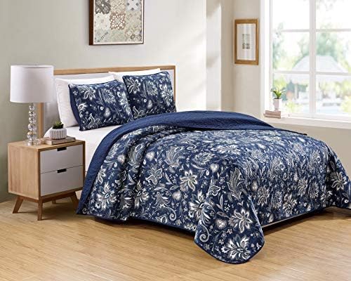 Better Home Style 3 Piece Navy Dark Blue Bedspread Set