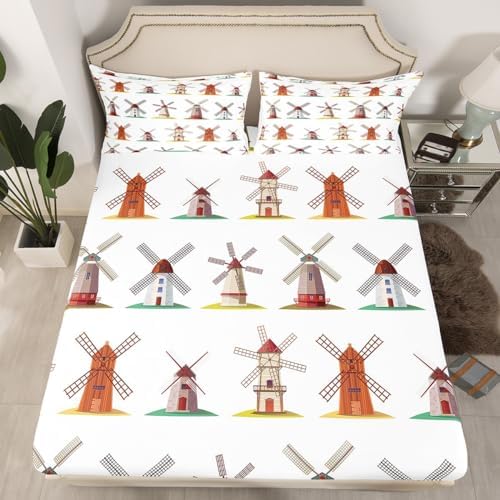 Erosebridal Wooden Windmill Bed Sheet Set Twin
