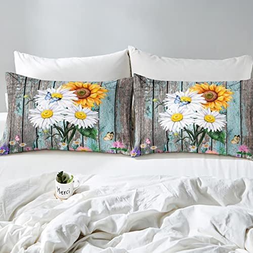 Feelyou Daisy Duvet Cover Set with Butterfly Design