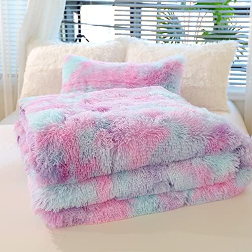 Kids Girls Faux Fur Queen Comforter Set 3PC