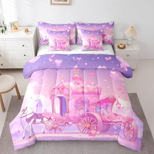 Feelyou Kids Princess Carriage Comforter Set 7 Piece