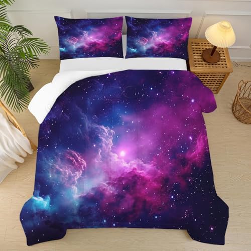 FUYEEN Galaxy Comforter Set Queen Size Purple Space
