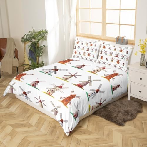 Erosebridal Wooden Windmill Duvet Cover Set