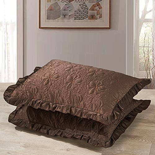 Home Soft Things 4 Piece Matte Satin Bedspread Set Chocolate