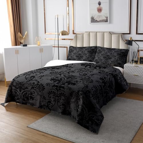 Erosebridal Black Damask Bedspread Set Queen Size