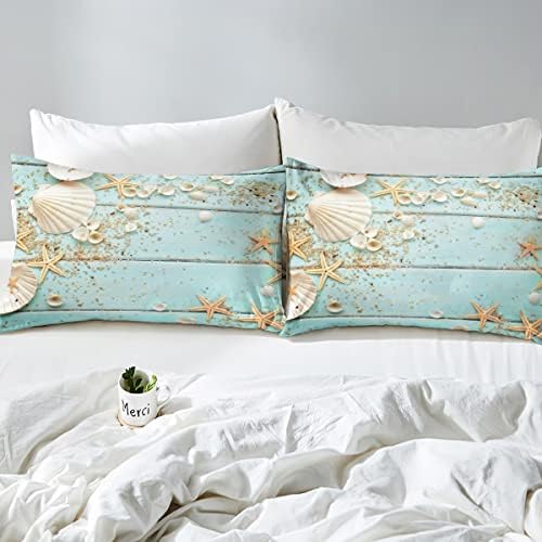 Homewish Seashell Starfish Queen Fitted Sheet Set