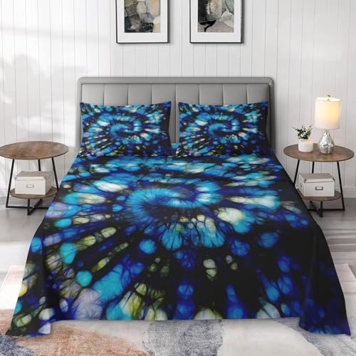 Pamnest King Size Tie Dye Bed Sheet Set 4pcs
