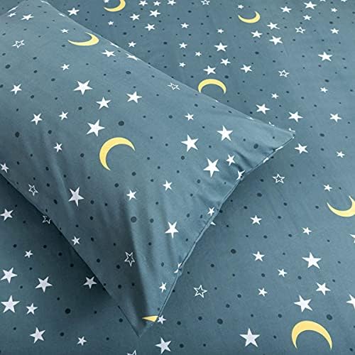 Jejeloiu 4 Piece Star Moon Bed Sheet Set King Size