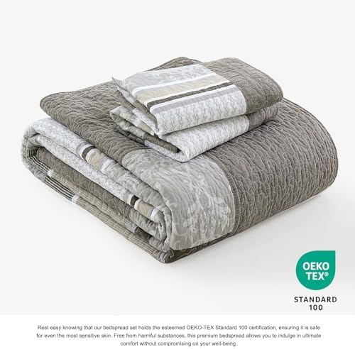 DDUOXIN 3 Piece King Bedspread Set - 120x120 Cotton Quilt with Pillow Shams