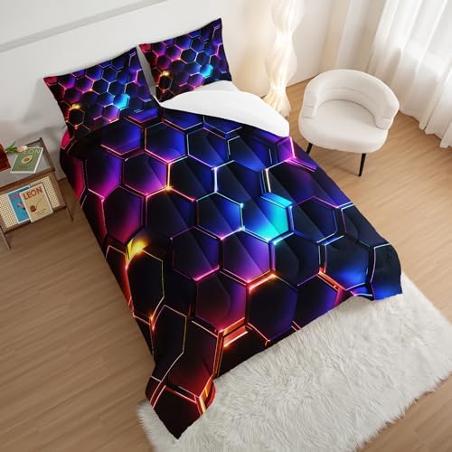 HOSIMA 3D Honeycomb Comforter Set for Boys 1