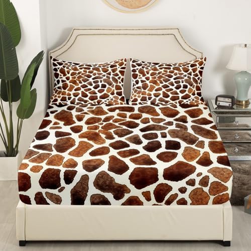 Feelyou Giraffe Print Sheet Set King Size 4Pcs 1