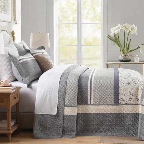 PANGUSHAN 128x120 Cotton Bedspread Set Gray