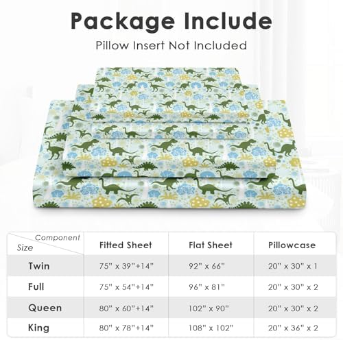 Pamnest Queen Size Dinosaur Bed Sheet Set