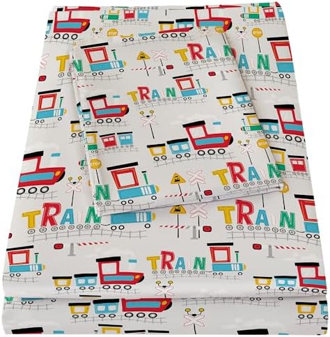 Bedmoon Boys Twin Sheets with Train Pattern