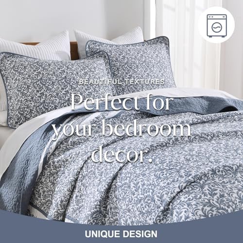 FineStichery Cotton King Bedspread Set 128x120 Blue White