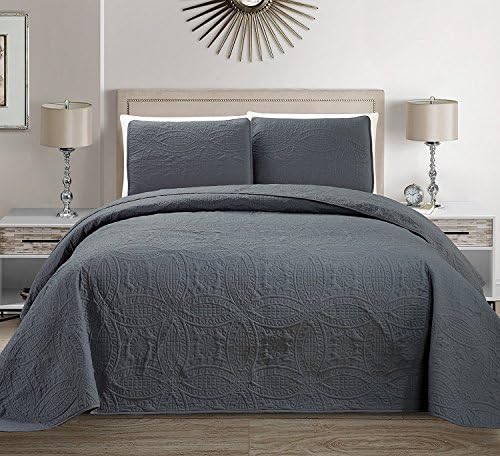 Linen Plus 3-Piece Full Queen Embossed Coverlet Set