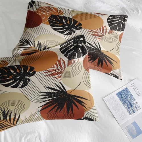 Pamnest Boho Tropical Leaves Comforter Set King Size 7 Pcs