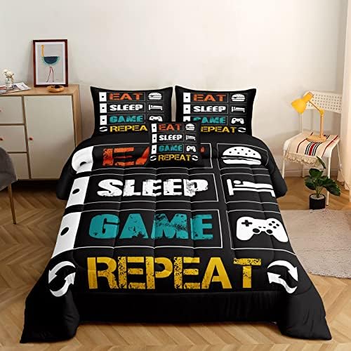 ROWADALO 5 Piece Gamer Bedding Set Twin Size for Boys
