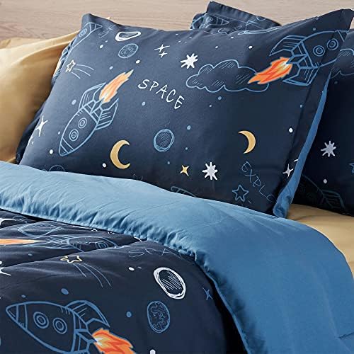 SLEEP ZONE Kids Comforter Set FullQueen - Space Rocket Design