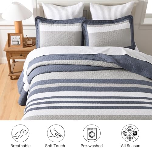 Finlonte Striped Oversized Queen Bedspread Set