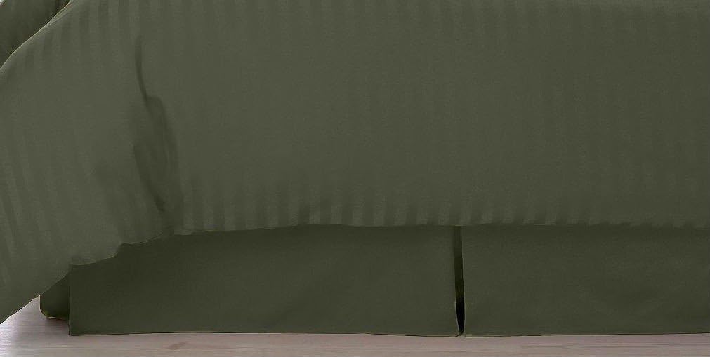 Club Room Collection by Charter Damask Solid 500T Twin Bedskirt in Ivy Green