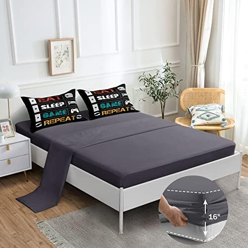 ROWADALO 5 Piece Gamer Bedding Set Twin Size for Boys
