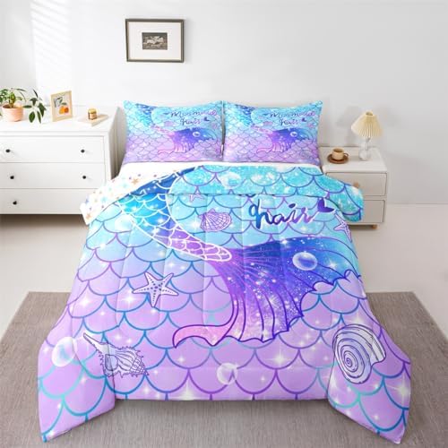 Feelyou Mermaid Comforter Set for Kids Full Size