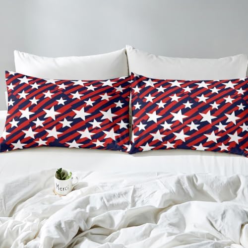 American Flag Duvet Cover Set Queen 4th of July Bedding