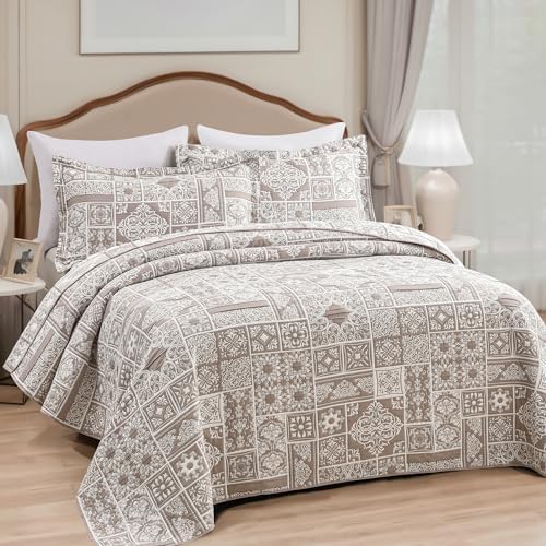 Asuexpect 3 Piece Patchwork Bedspread Set King Size