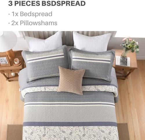 PANGUSHAN 128x120 Cotton Bedspread Set Gray