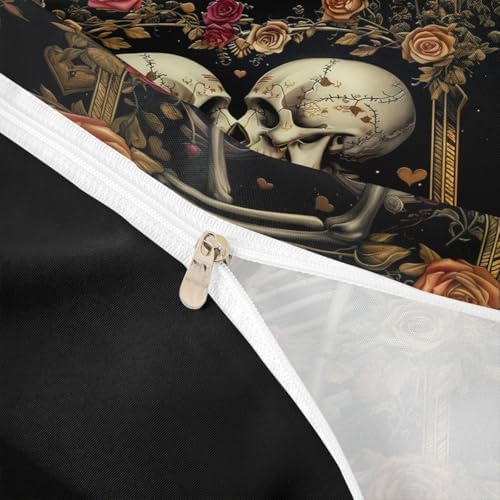 Manfei Couple Skeleton Duvet Cover Set Queen Size