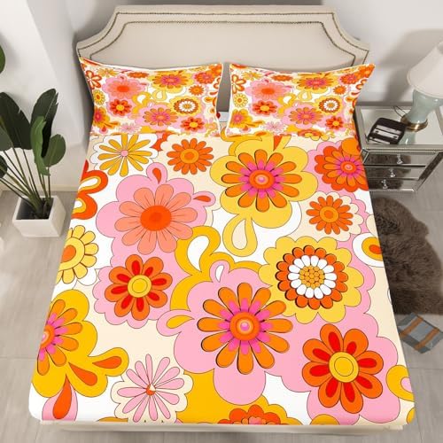 1960s Groovy Flower Sheet Set Queen